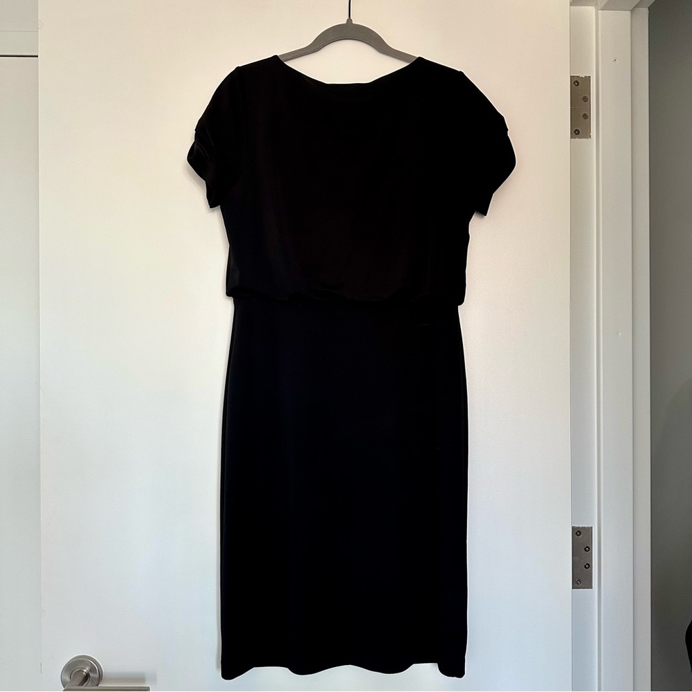 Anne Taylor Slit Sleeve Matte Jersey Sheath Dress Size M Black